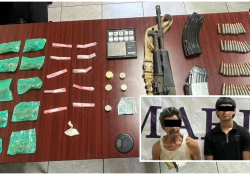 Detienen a tres en San Luis Río Colorado tras cateo al asegura arma, cartuchos y narcótico
