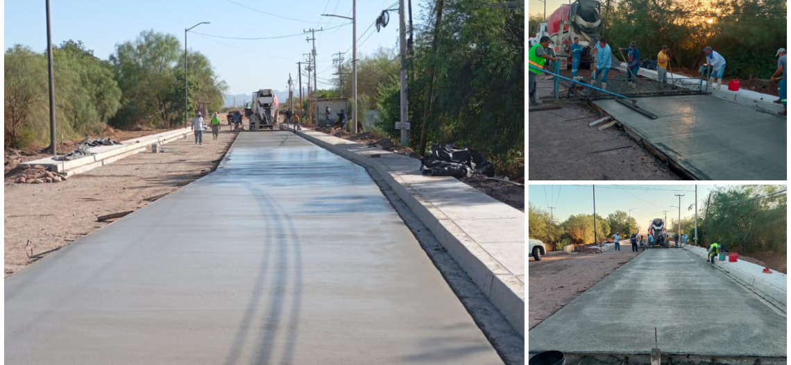 Avanza Ayuntamiento de Guaymas con trabajos de pavimentación en el acceso a ITSON Guaymas