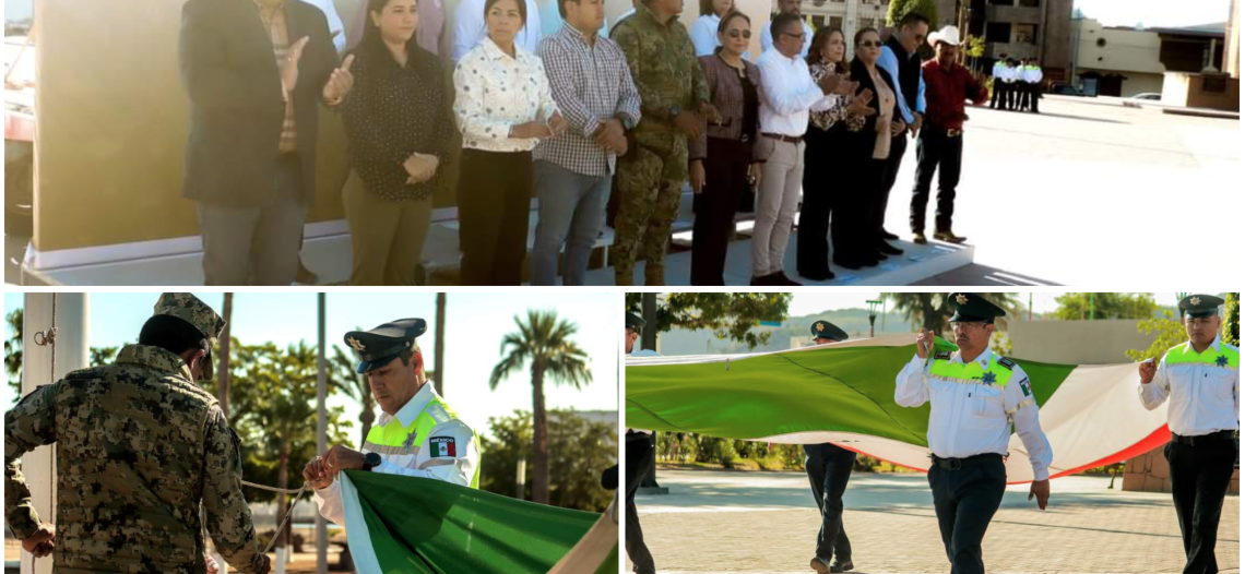 Participan dependencias en ceremonia de Izamiento de Bandera