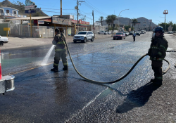 Derrame de combustible y pintura en la García López