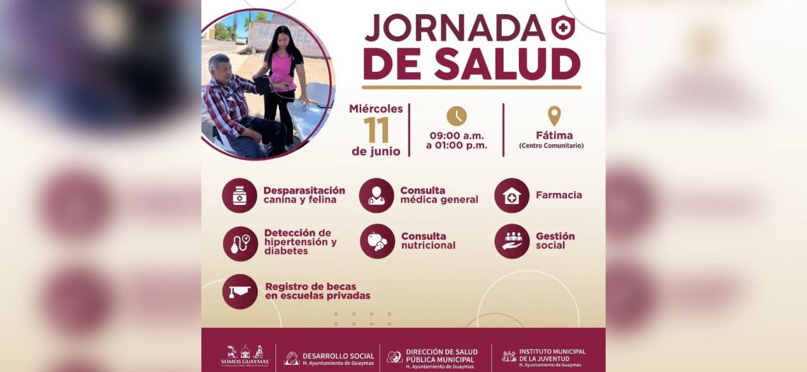 Invita Ayuntamiento de Guaymas a Jornada de Salud en Fátima