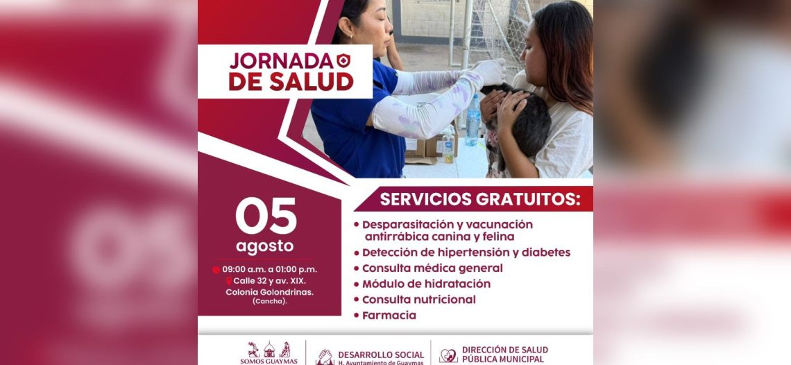 Invita Ayuntamiento de Guaymas a la Jornada de salud en las Golondrinas
