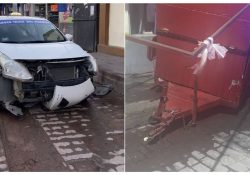 Choque entre taxi y carreta de tacos en pleno centro de Guaymas