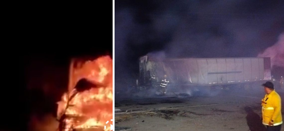 Incendio de trailer causa cierre parcial carretero
