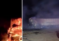 Incendio de trailer causa cierre parcial carretero