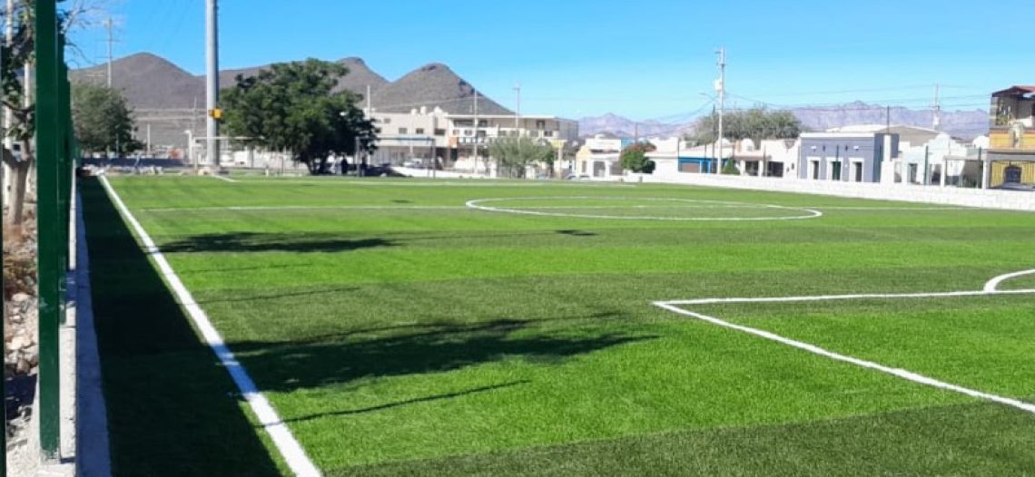 Avanzan trabajos de rehabilitación en campos sintéticos de Guaymas Norte