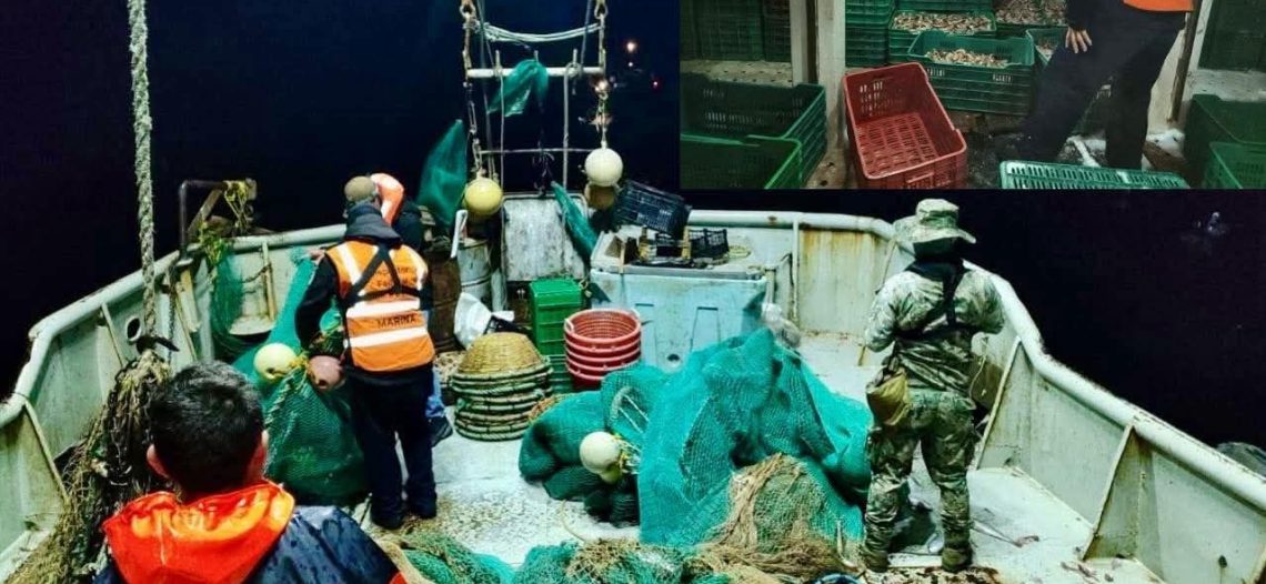 Aseguran barco camaronero con 800 kilos de camarón en operativo frente a Puerto Peñasco