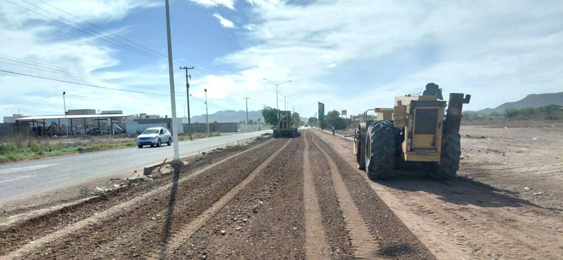 Continúa pavimentación del bulevar Héroe de Nacozari en Empalme