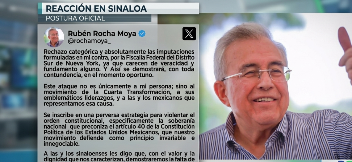Rocha Moya se defiende de acusaciones de Estados Unidos